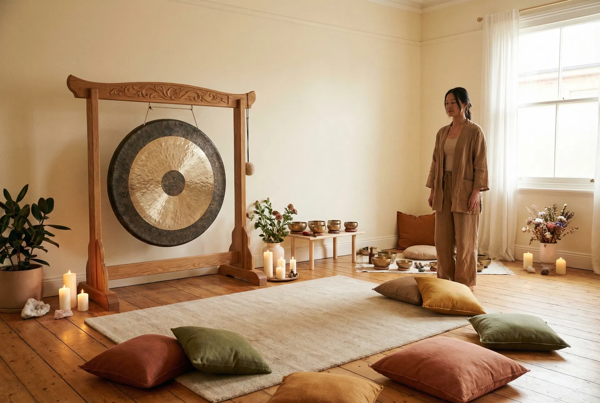 Healing studio with gong