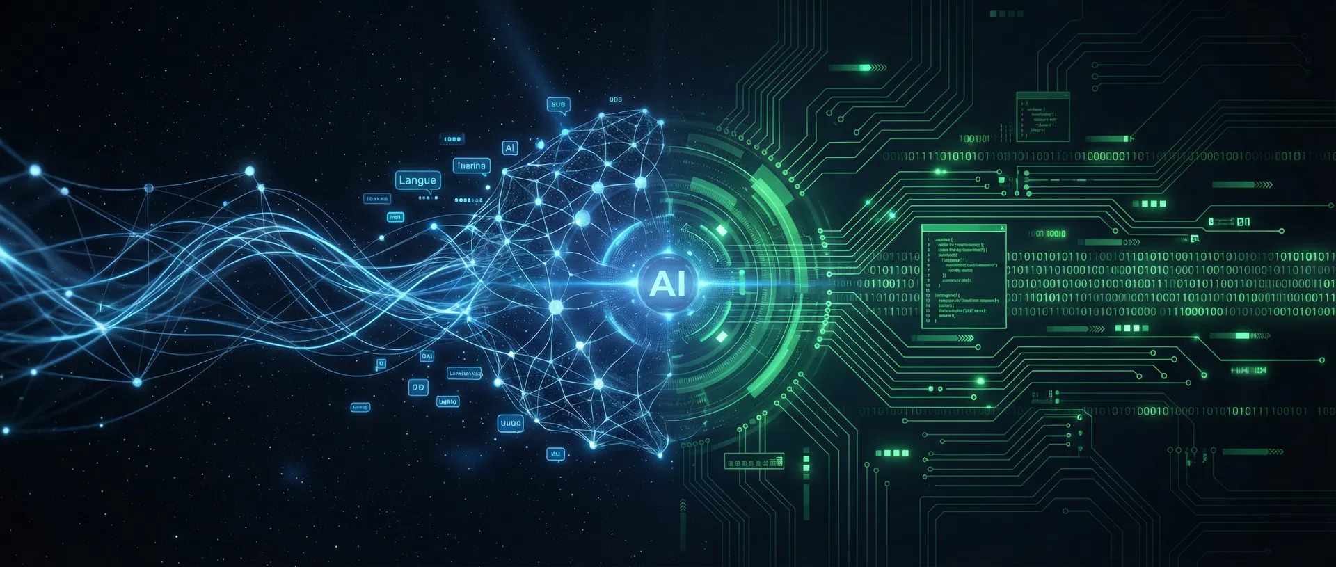 LLM neural network blending into traditional code circuit board