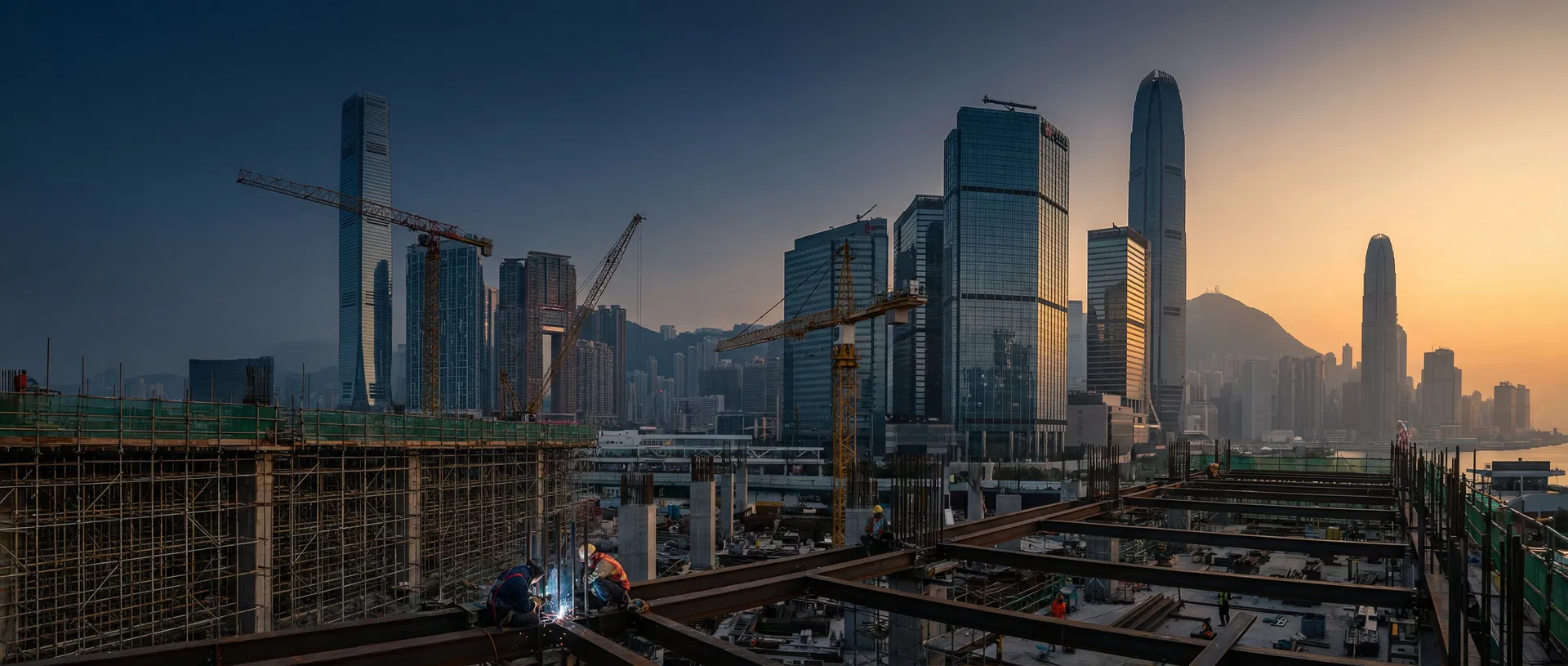 Hong Kong construction skyline