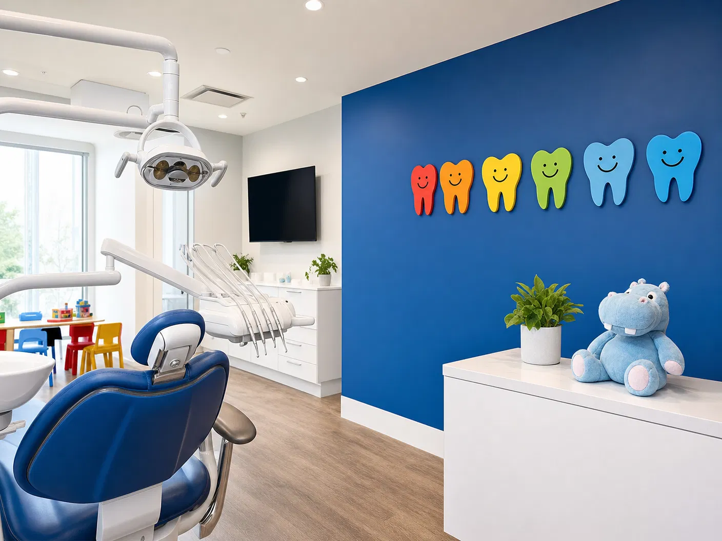 Ambiente da clínica Salus Kids — moderno, premium e acolhedor para crianças