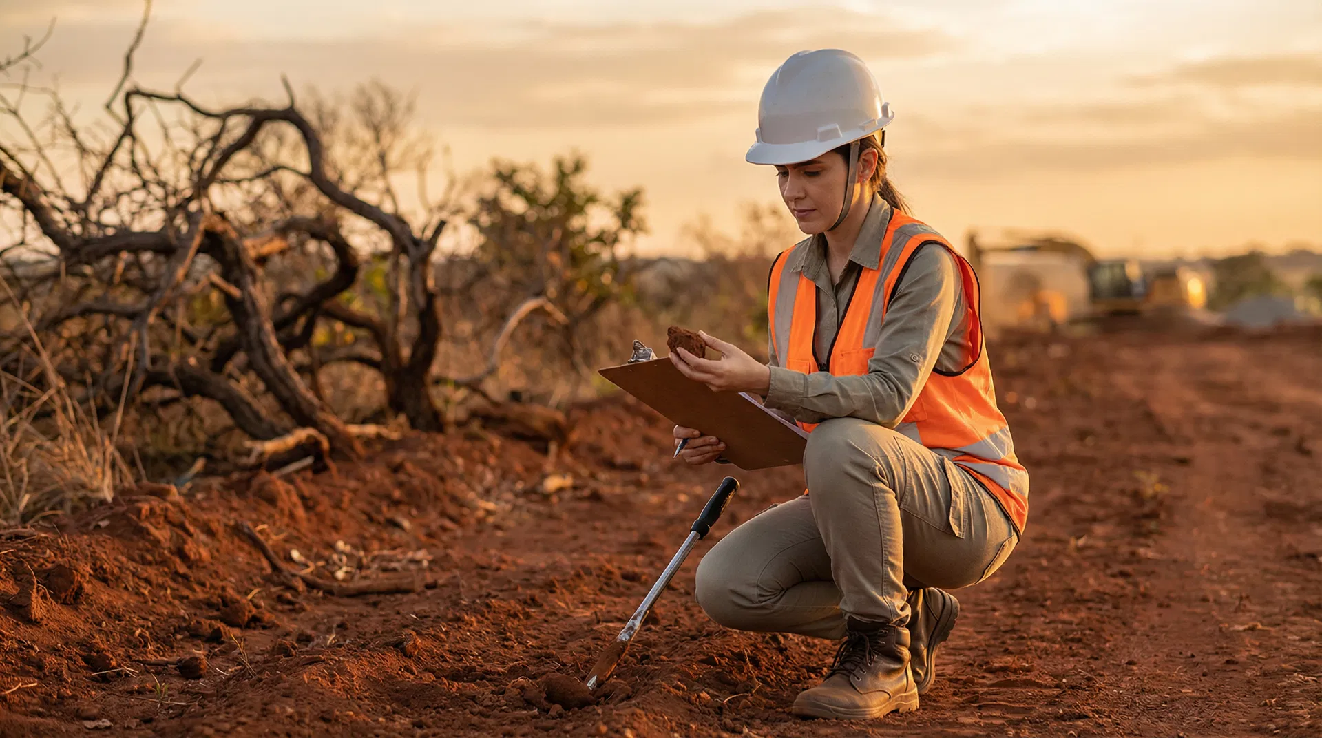 Profissional realizando perícia ambiental em campo