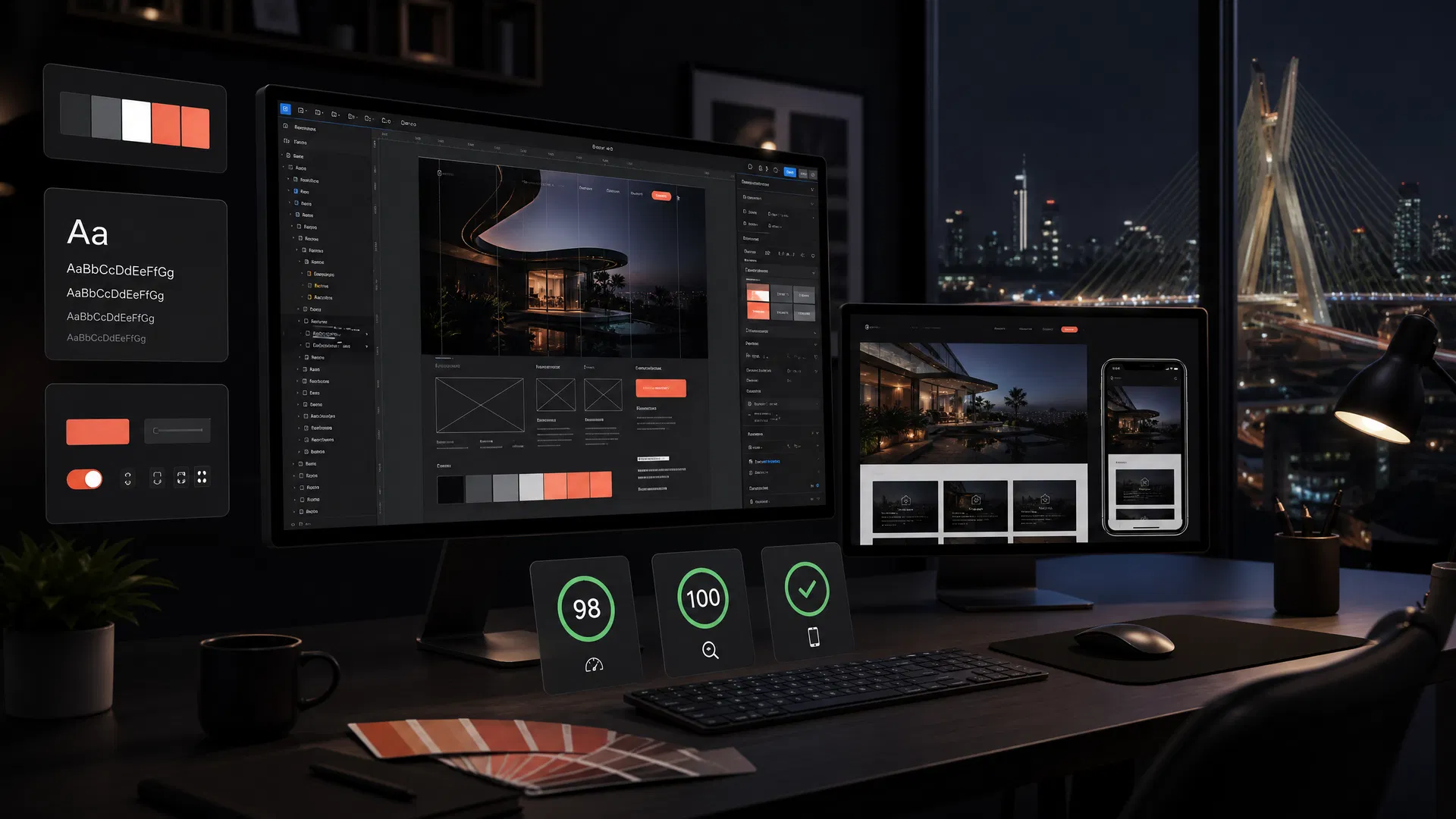 Criação de site profissional em São Paulo — design no Figma com preview desktop e mobile — AE Agência