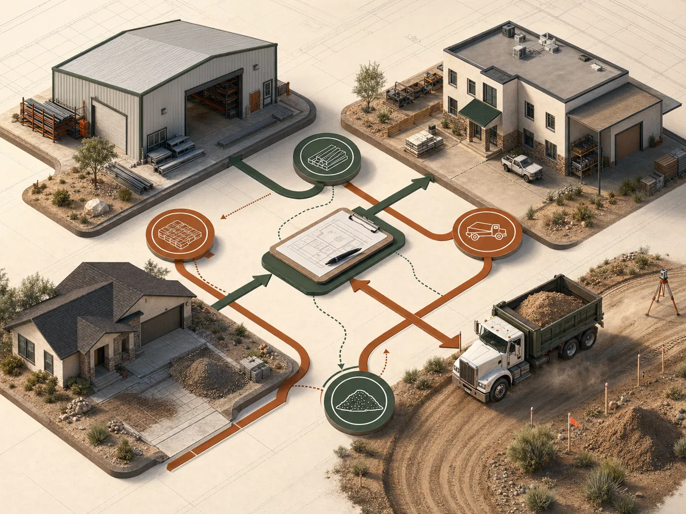 Conceptual map showing lead flow between construction and dirt supply