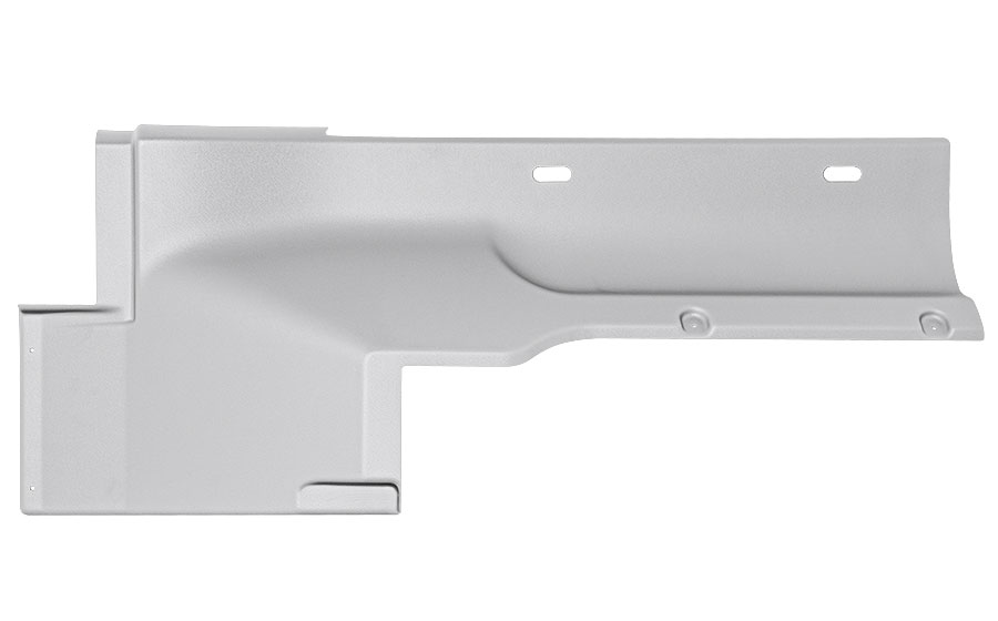 A thermoformed bus interior panel, showcasing smooth curves and integrated features.