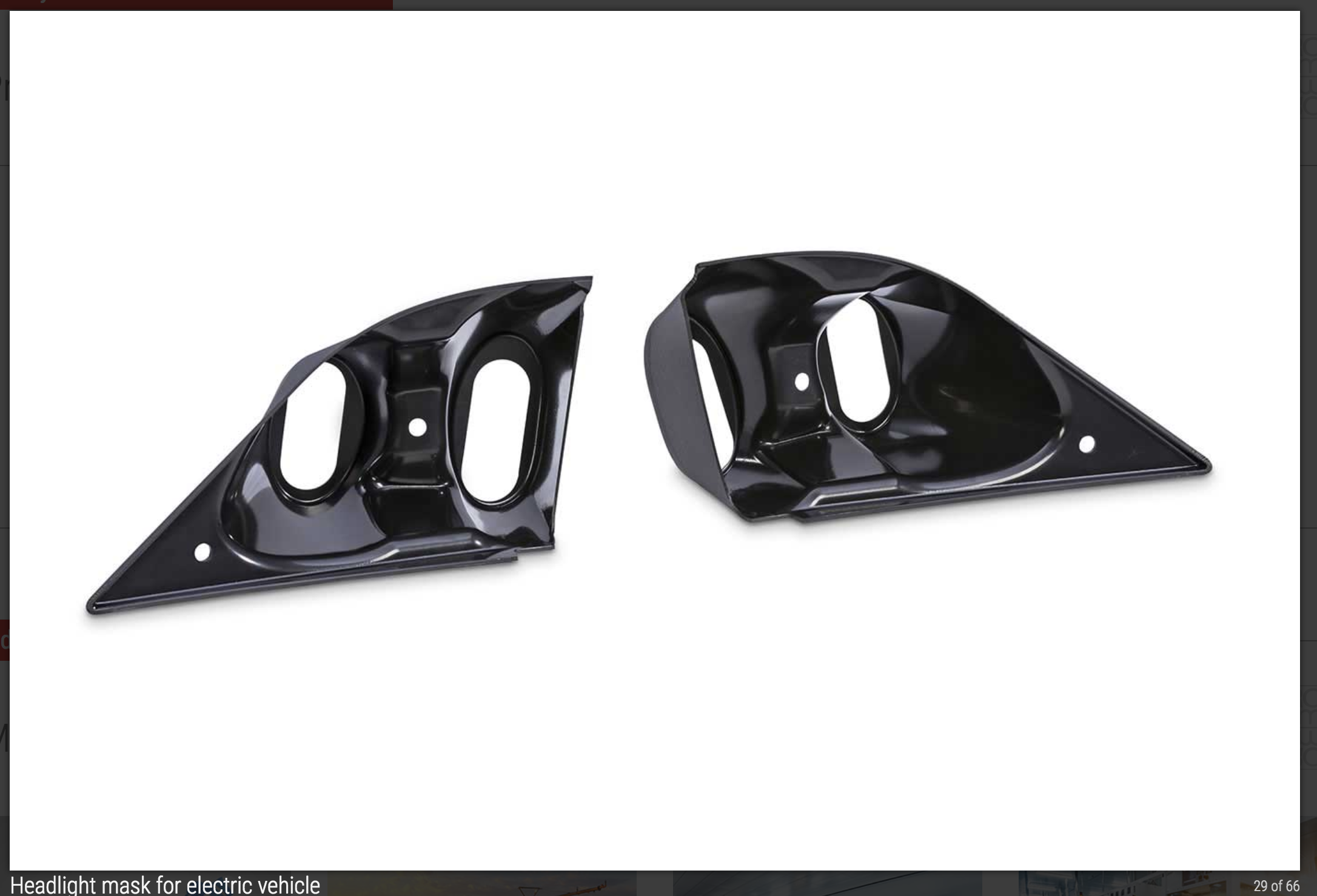 Glossy ABS PMMA thermoformed headlight mask for a commercial vehicle