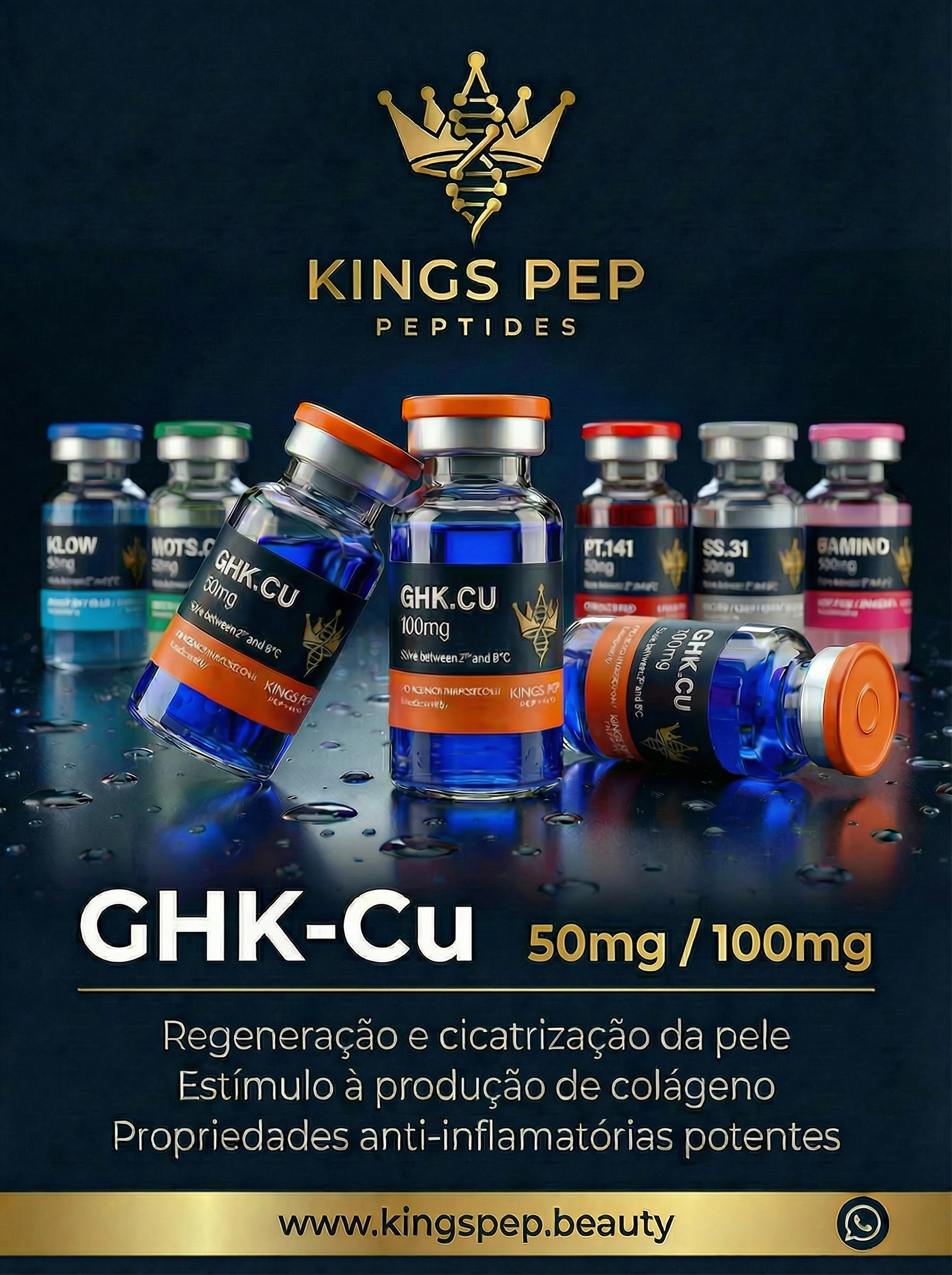 GHK-Cu 100mg 100mg/frasco - peptídeo premium Kings Pep Peptides