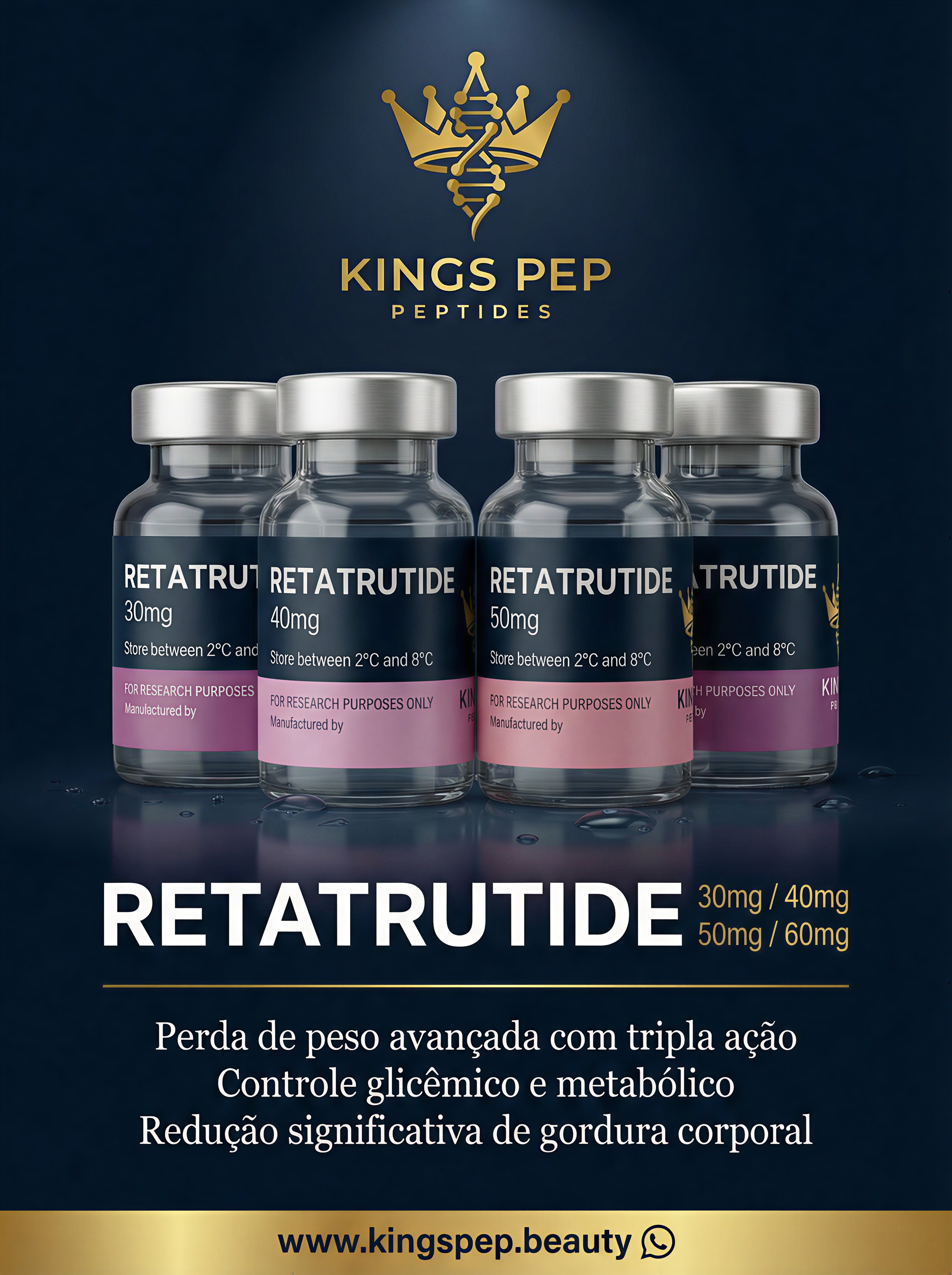 Retatrutida 50mg 50mg/frasco - peptídeo premium Kings Pep Peptides