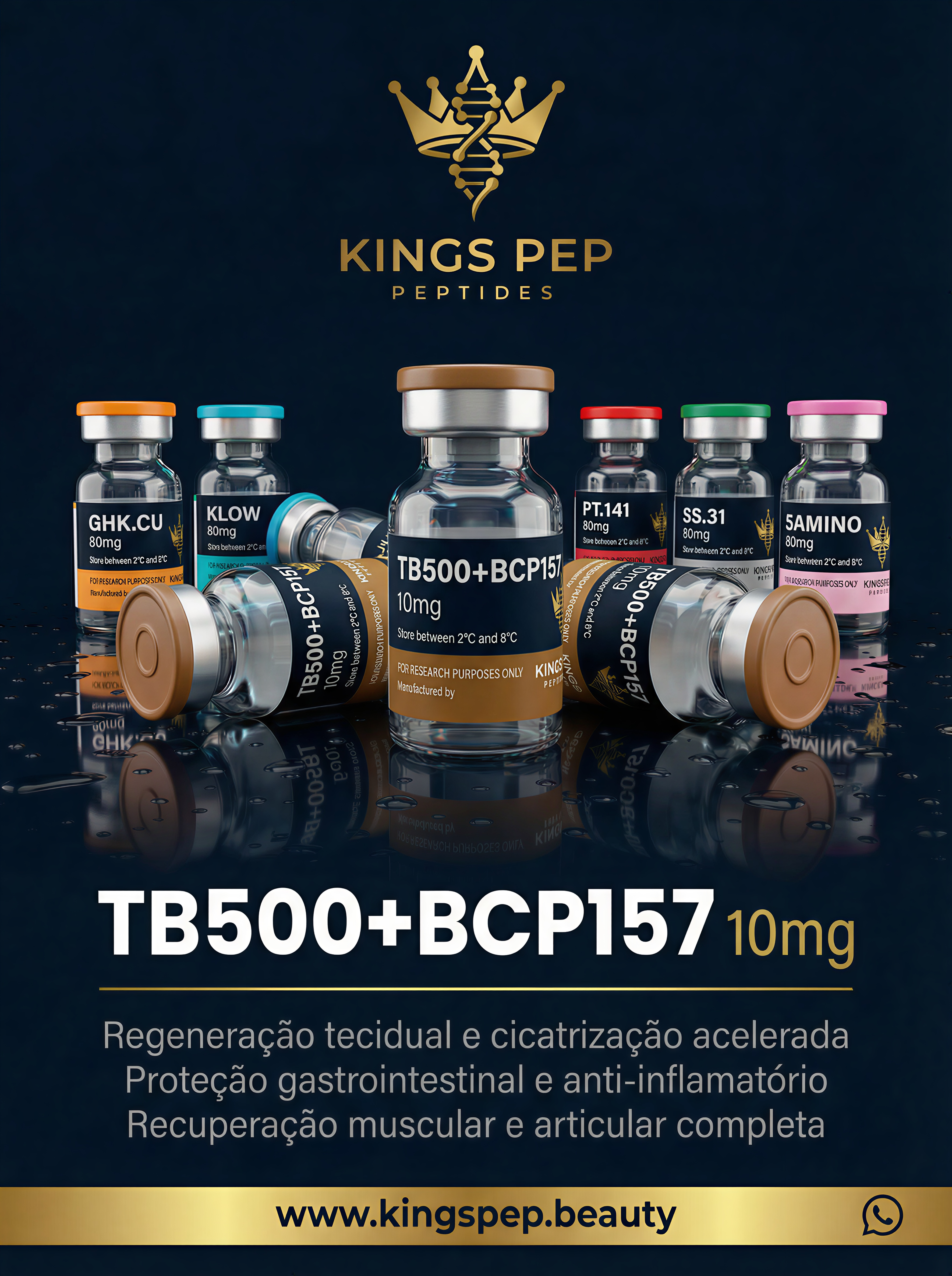 TB500 + BCP157 10mg 10mg/frasco - peptídeo premium Kings Pep Peptides