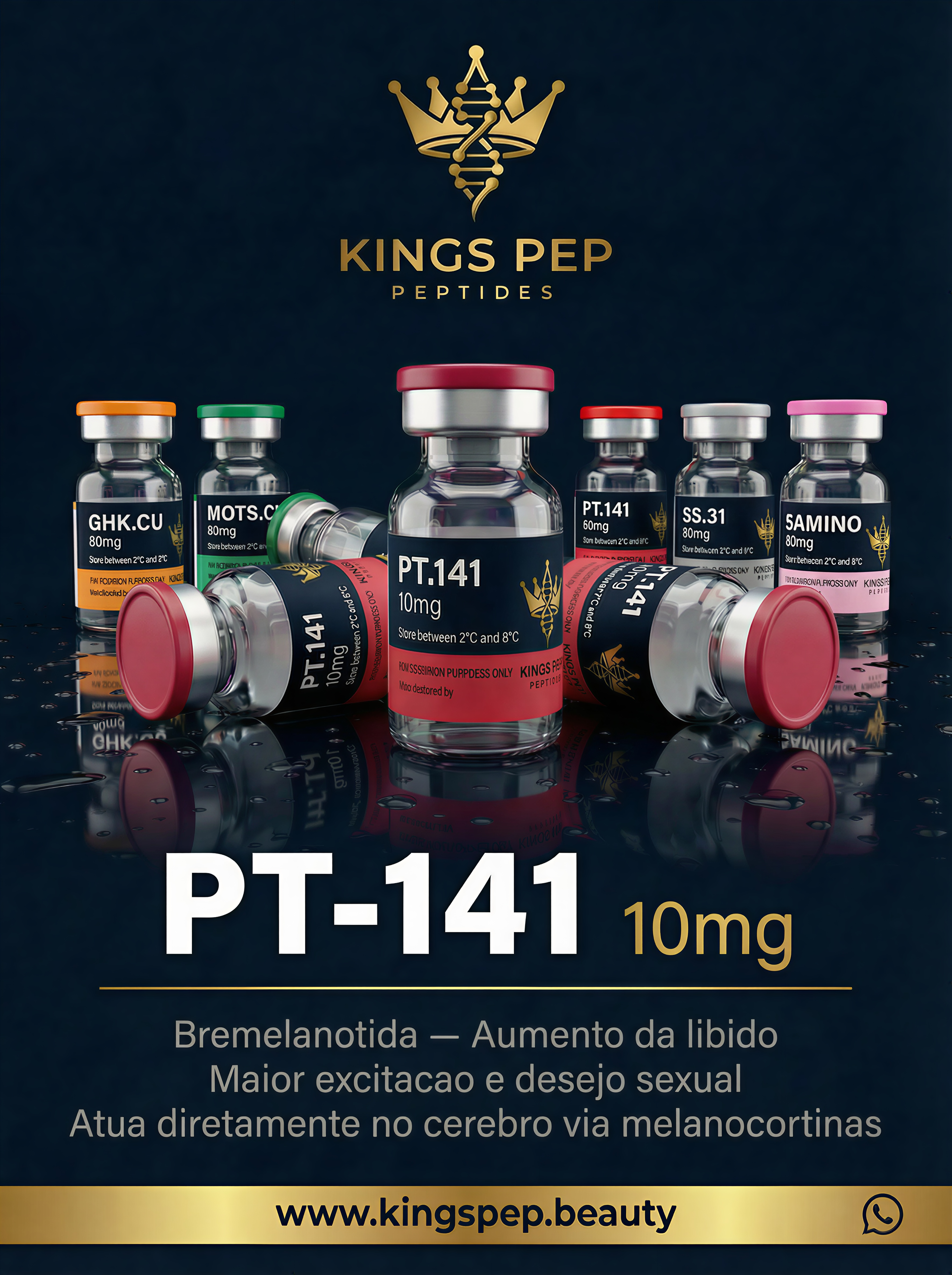 PT 141 10mg 10mg/frasco - peptídeo premium Kings Pep Peptides