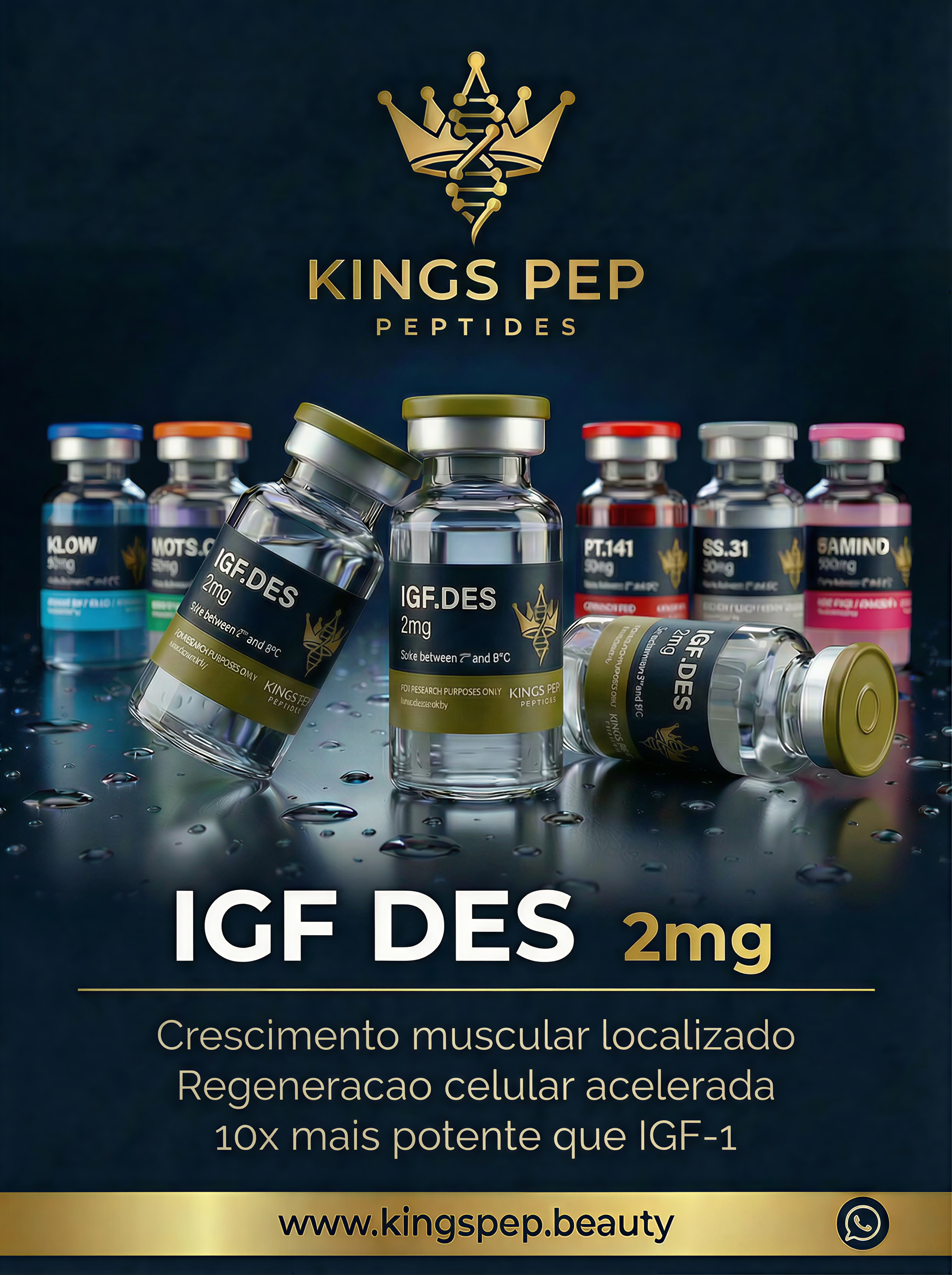 IGF DES 2mg 2mg/frasco - peptídeo premium Kings Pep Peptides