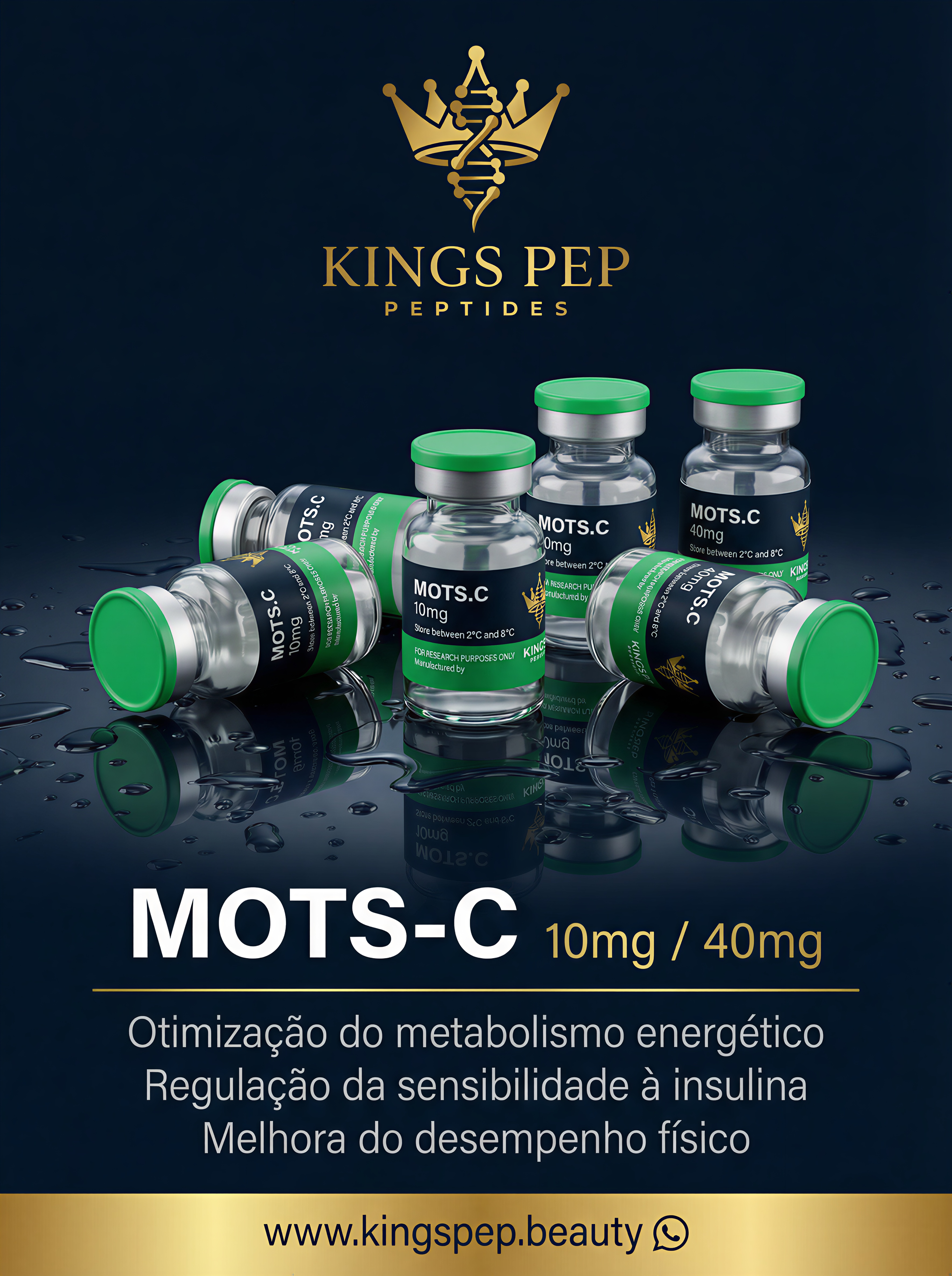 MOTS-C 10mg 10mg/frasco - peptídeo premium Kings Pep Peptides