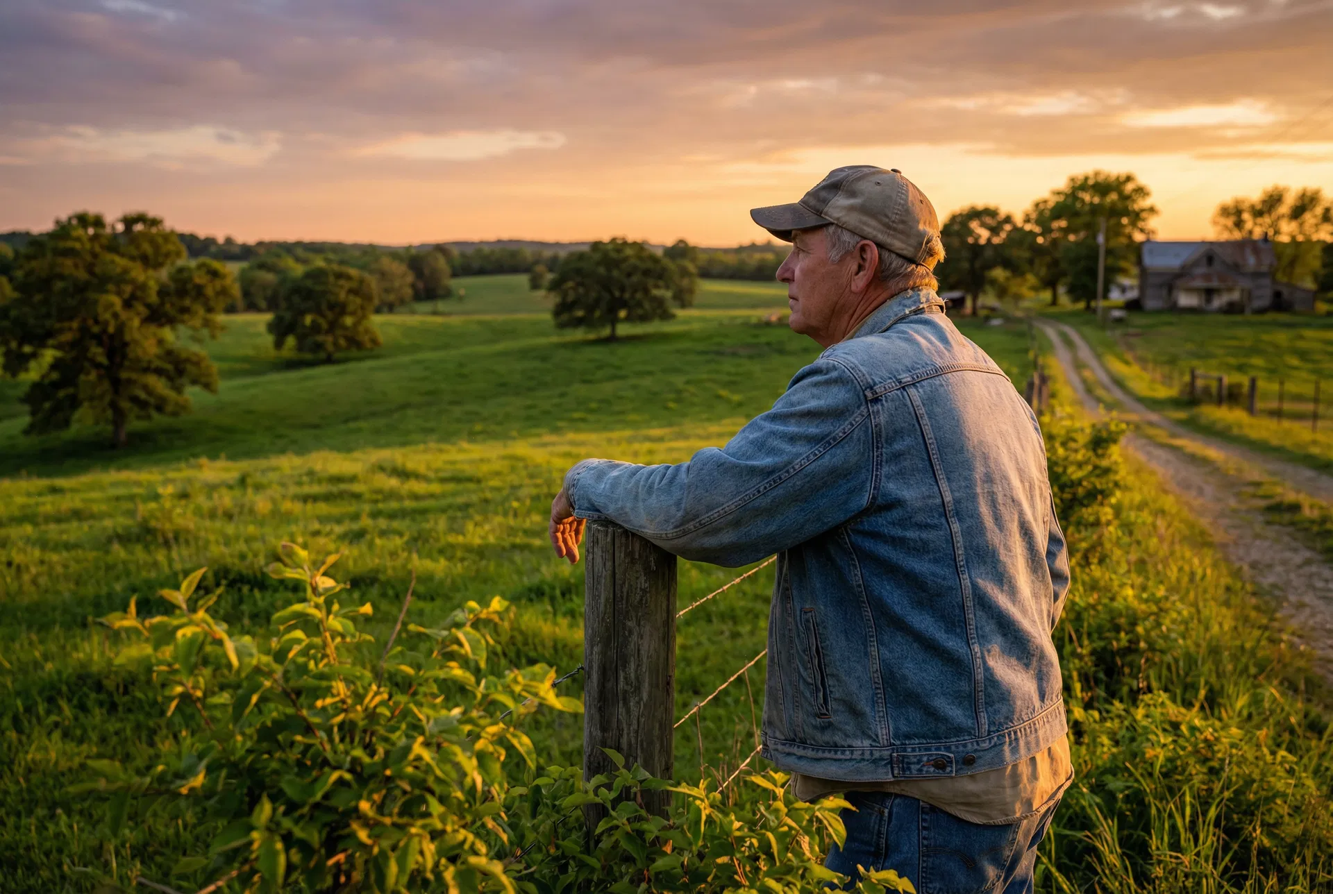 Virginia landowner at sunset