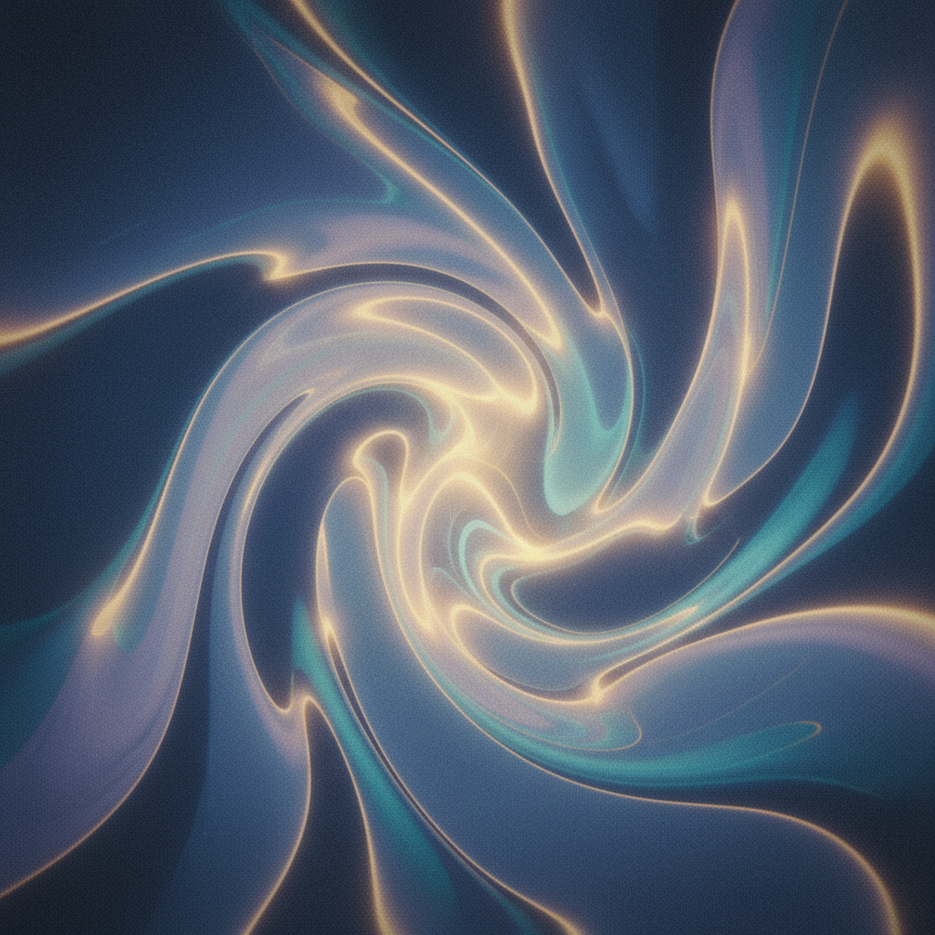 Fotografia generativa abstrata com tons etéreos e formas fluidas