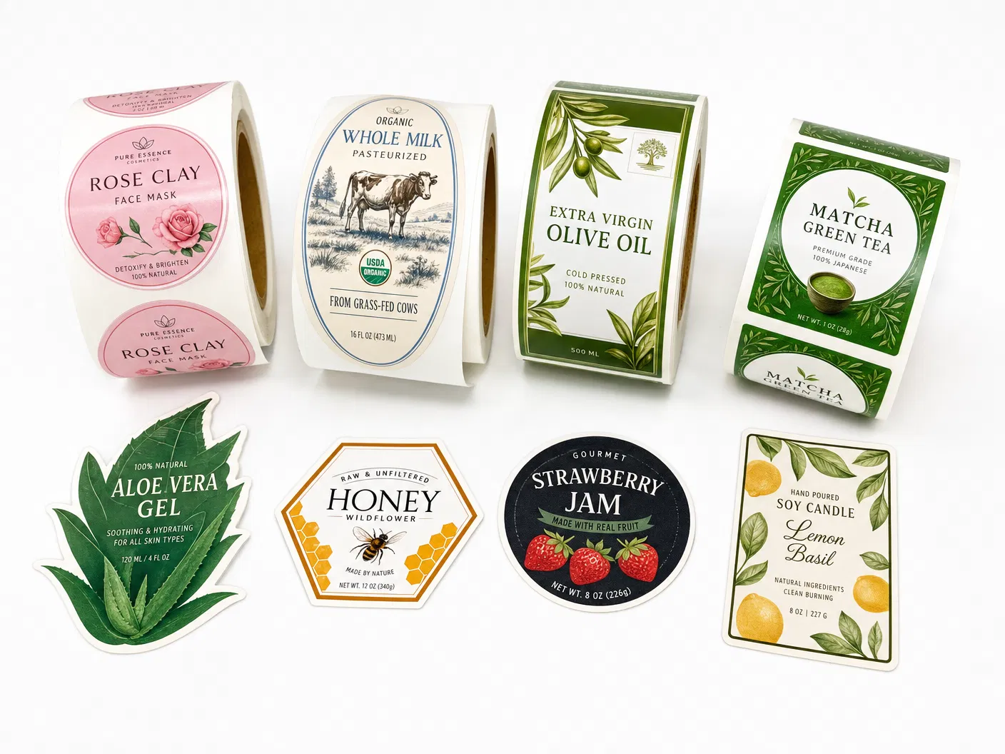 Custom roll labels in various shapes and designs by Nurvyn