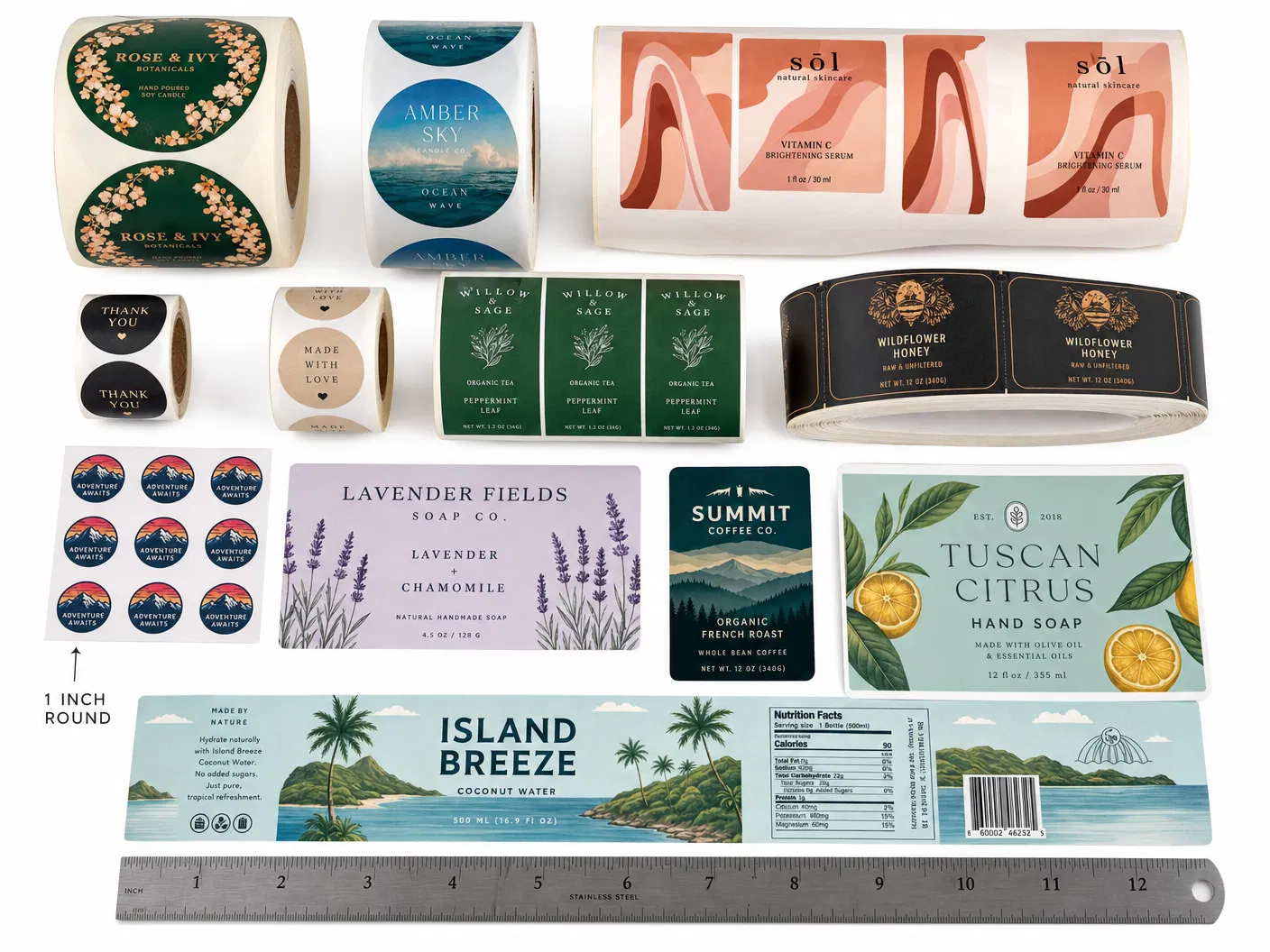 Custom roll label sizes