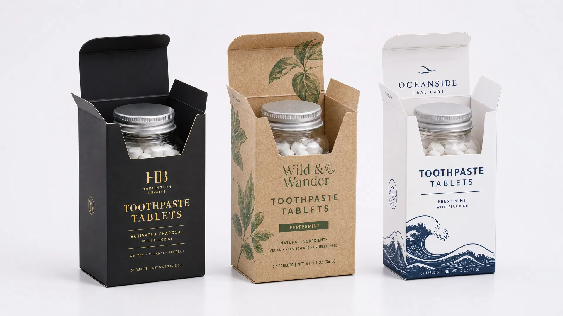 Custom paper box packaging for toothpaste tablets — private label branding