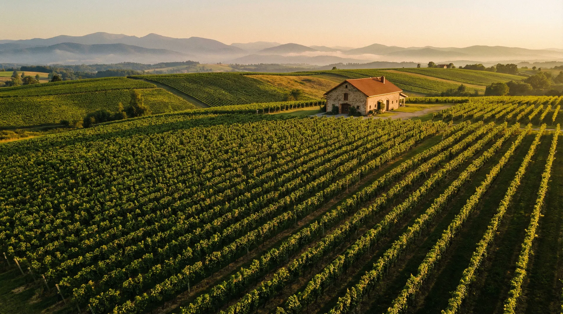 Aerial view of vineyard hills in Małopolska, Poland — IWINETC 2026 AI course for wine tourism