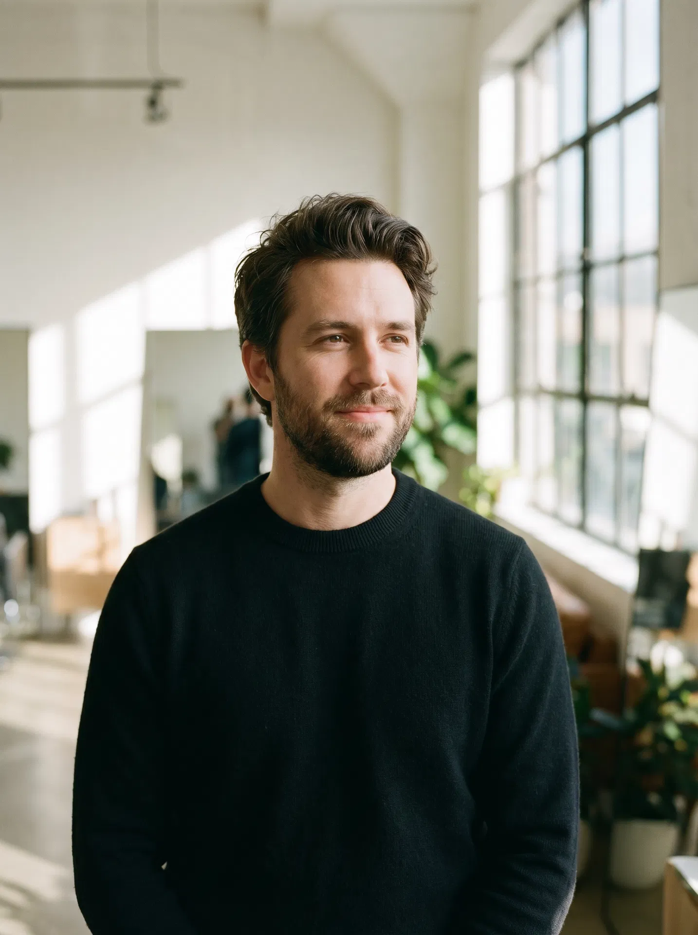 Handsome man with a contemporary, naturally styled hair system