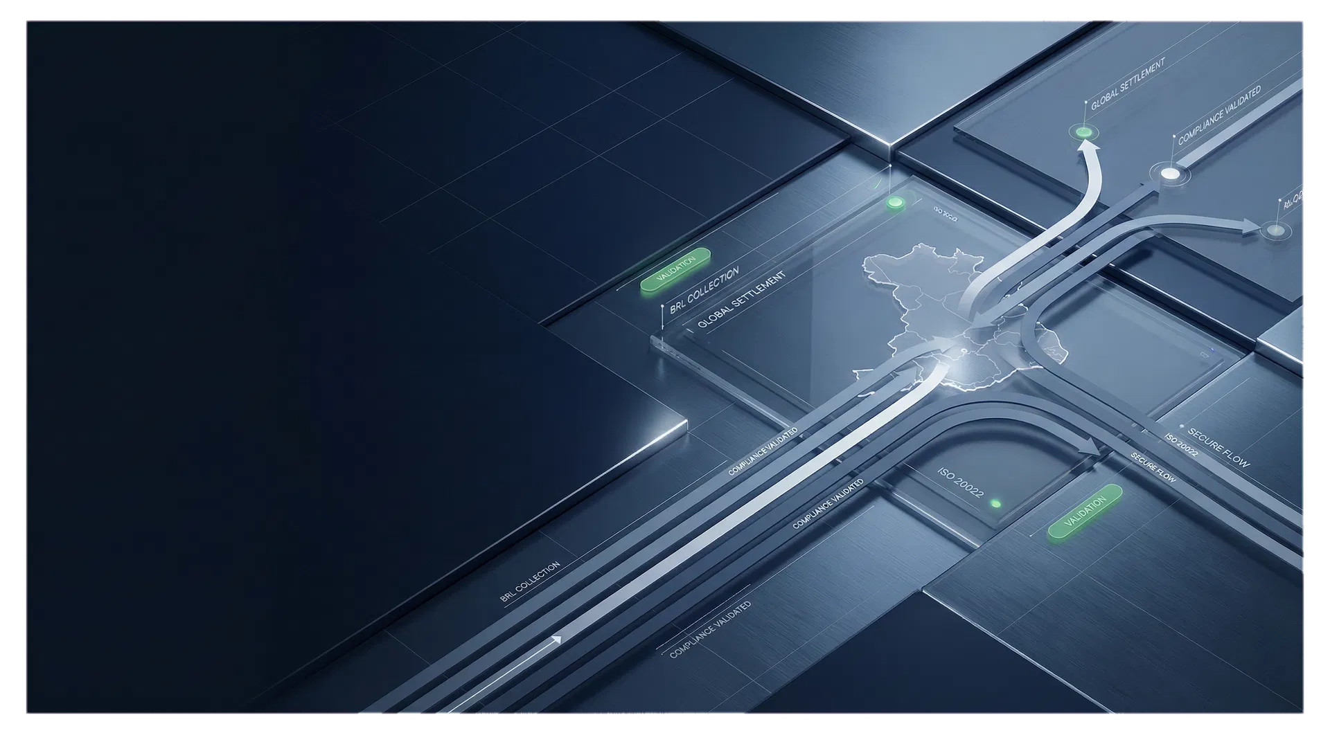 Visual abstrato de infraestrutura empresarial de pagamentos