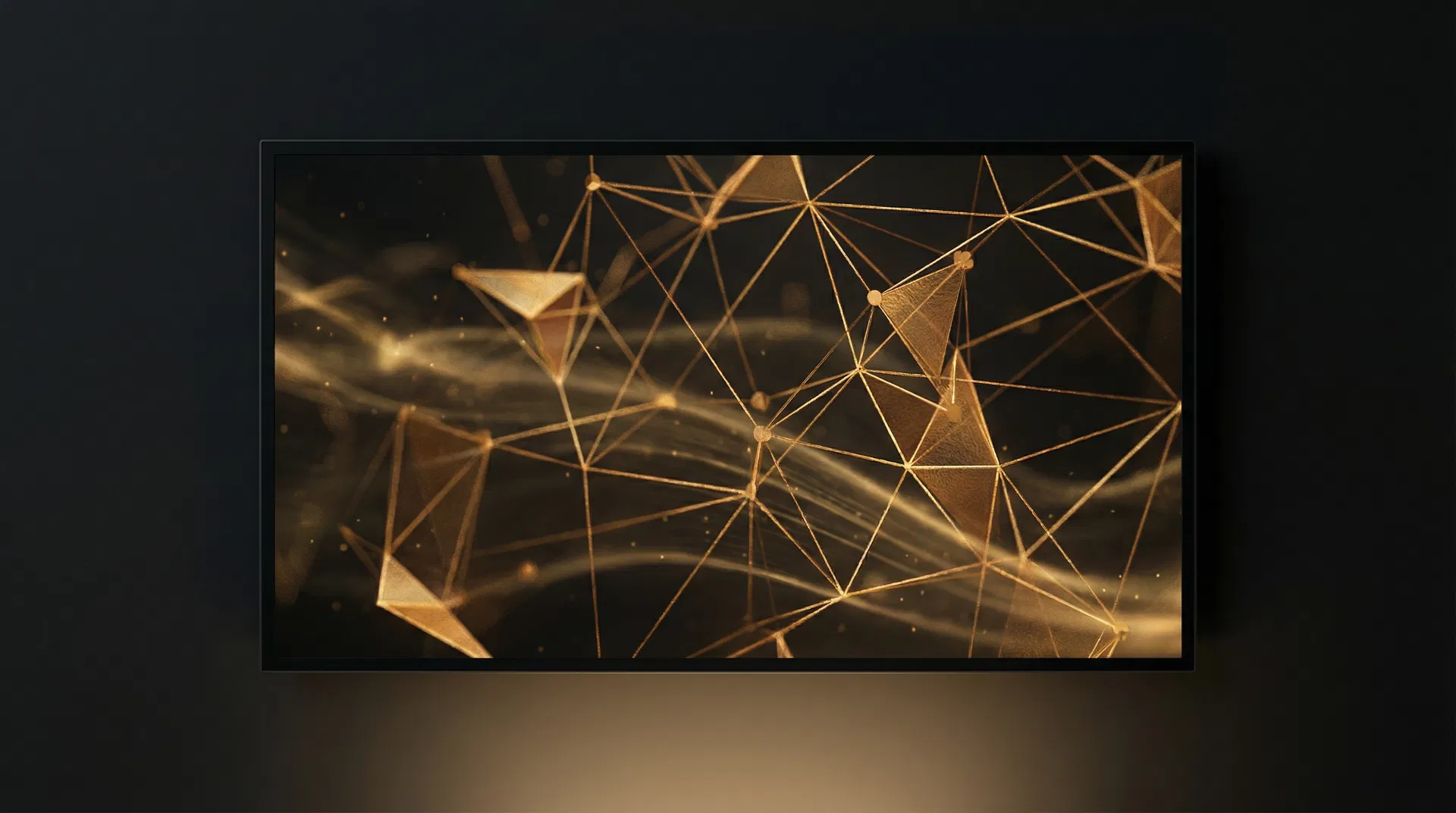 Abstract AI network visualization with glowing nodes on dark background