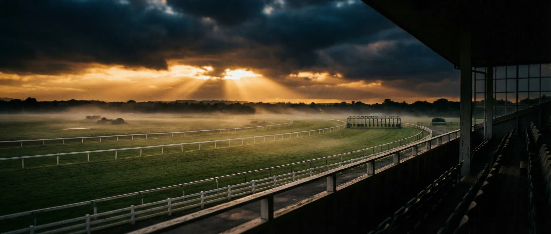 Australian horse racing track aerial view at dawn