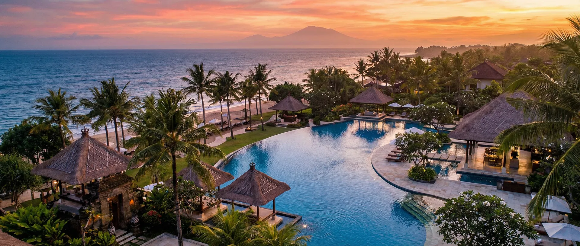 Luxury Bali resort at sunset
