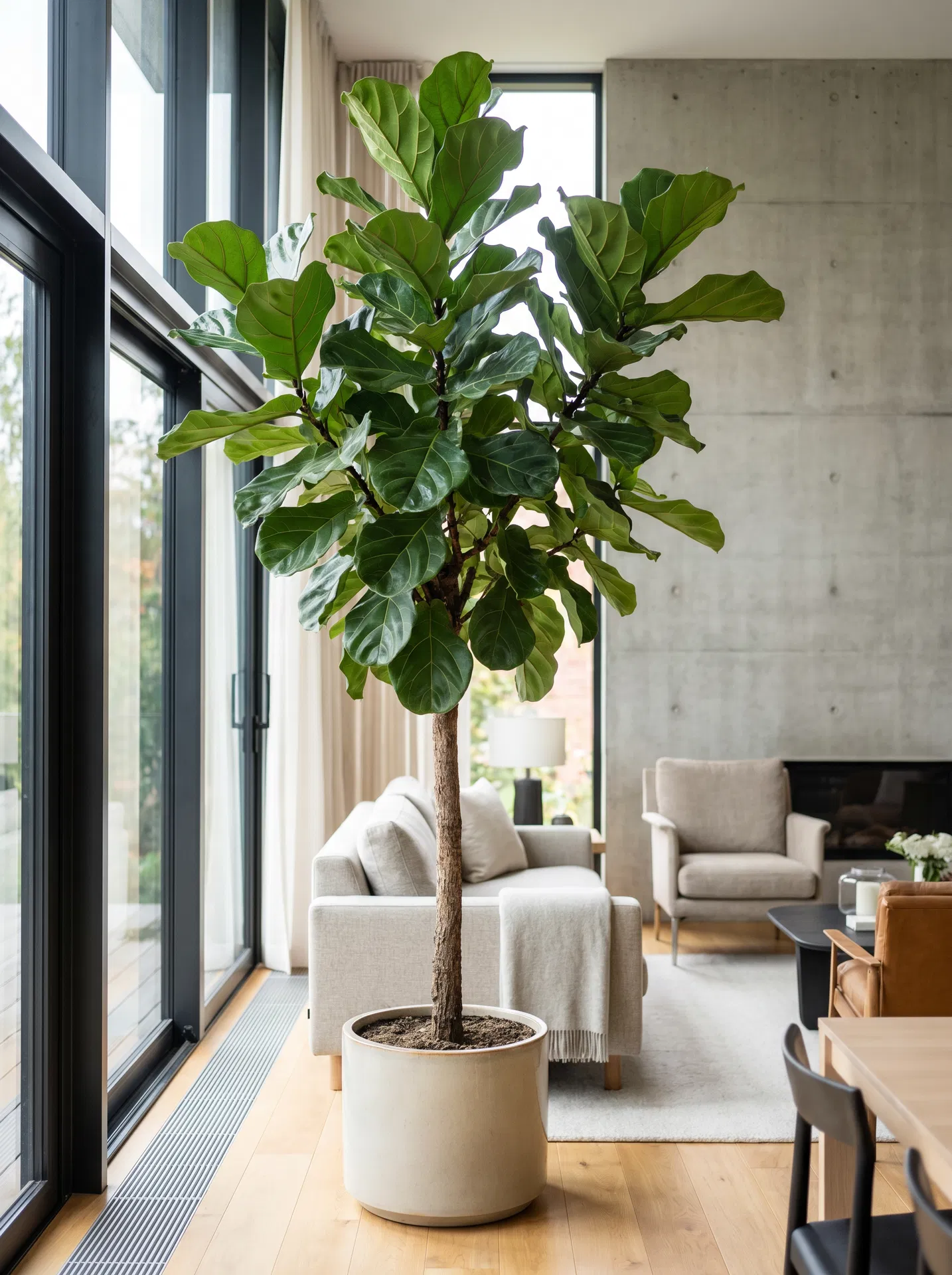 Fiddle Leaf Fig in modern living room