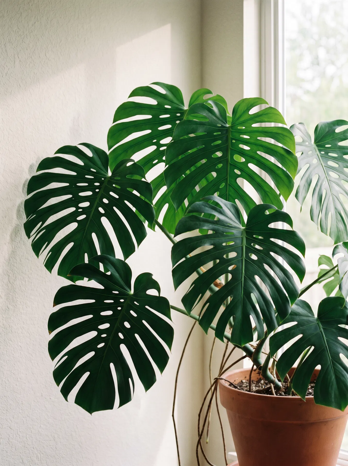 Monstera deliciosa in bright interior