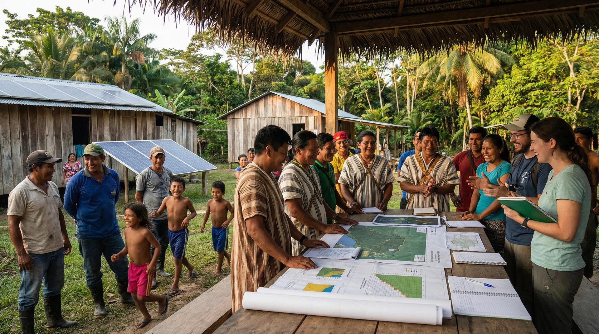 Comunidade amazônica colaborando