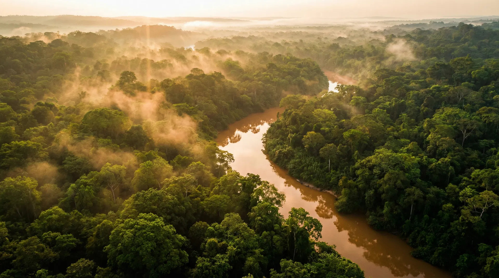 Dossel da floresta amazônica ao amanhecer