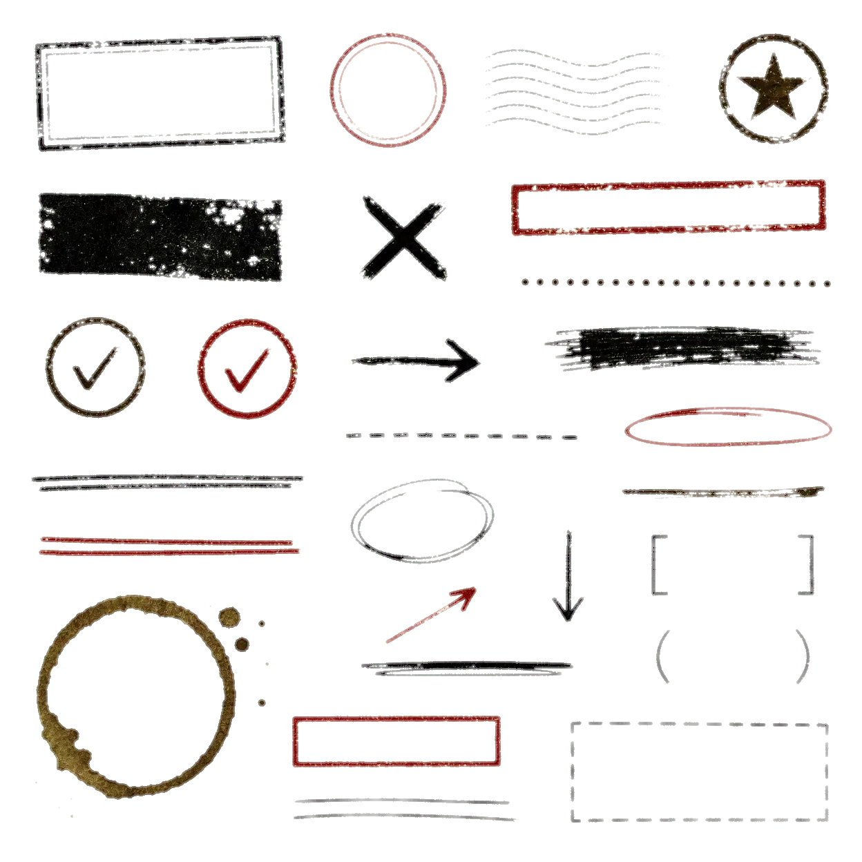 Vintage stamp marks and correction marks