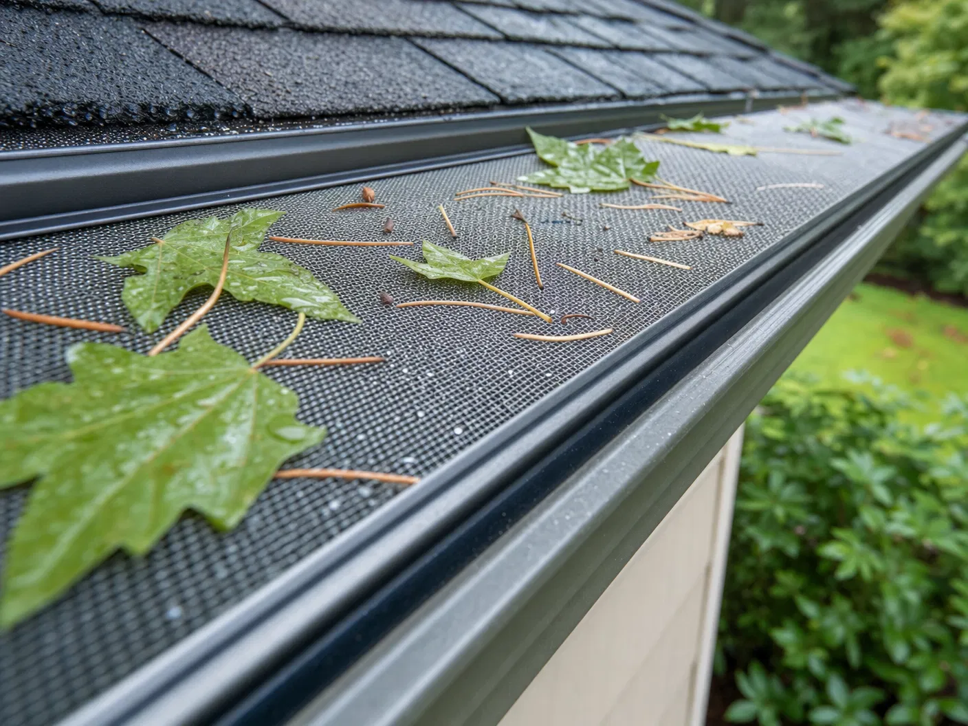 Micro-mesh gutter guards on Oregon home
