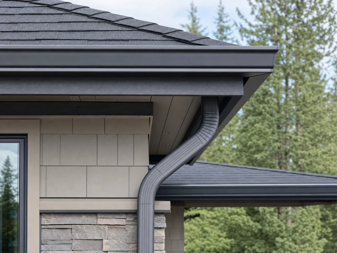 Seamless aluminum gutters installed on Oregon home