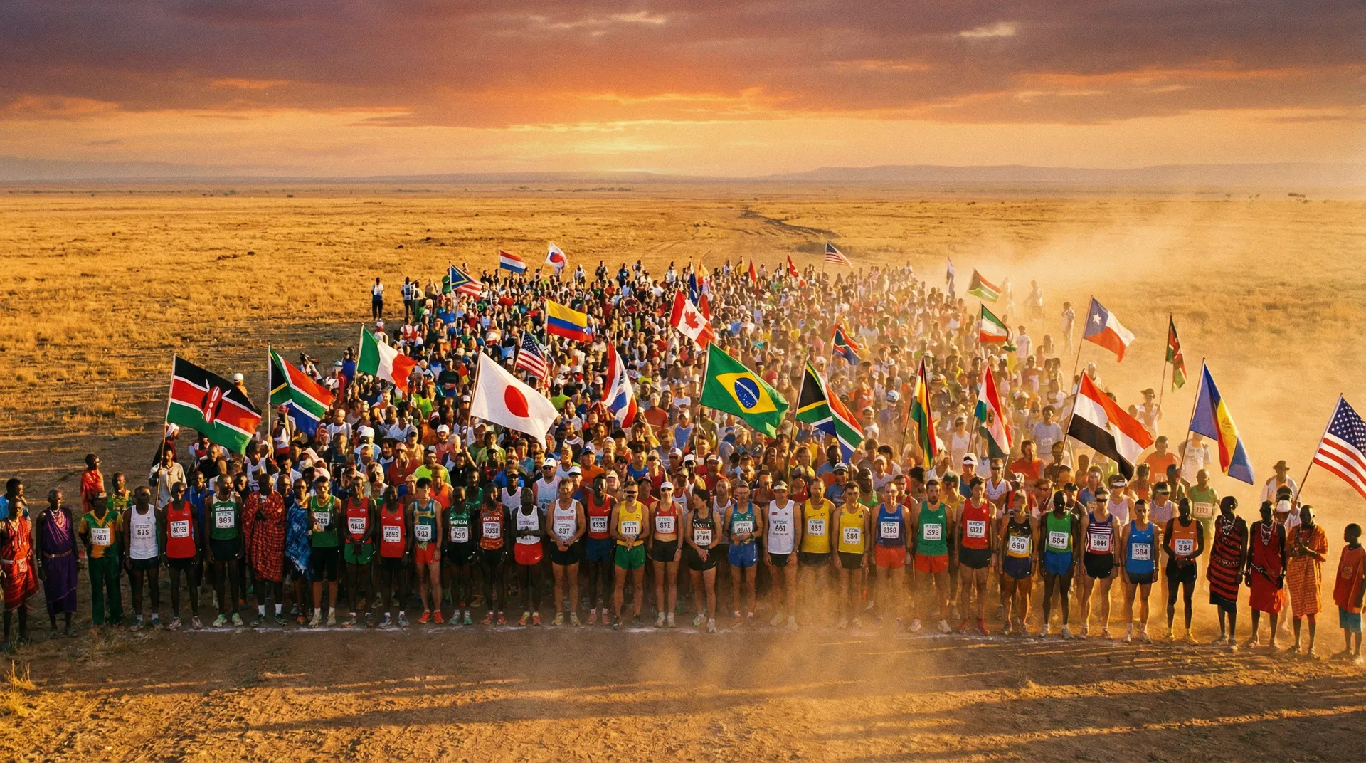 Runners from 190 countries at the starting line