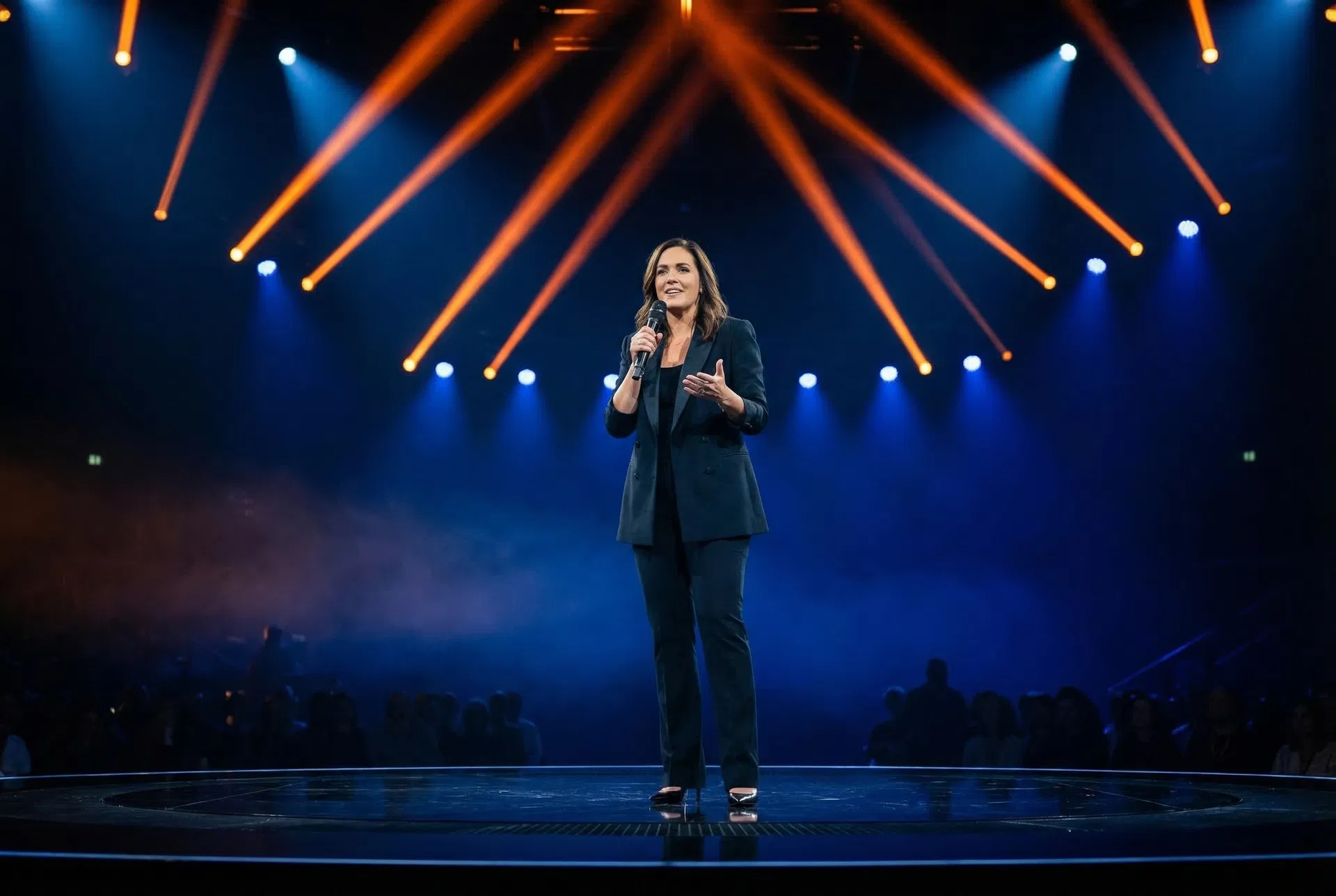 Robyn Anderson speaking on stage