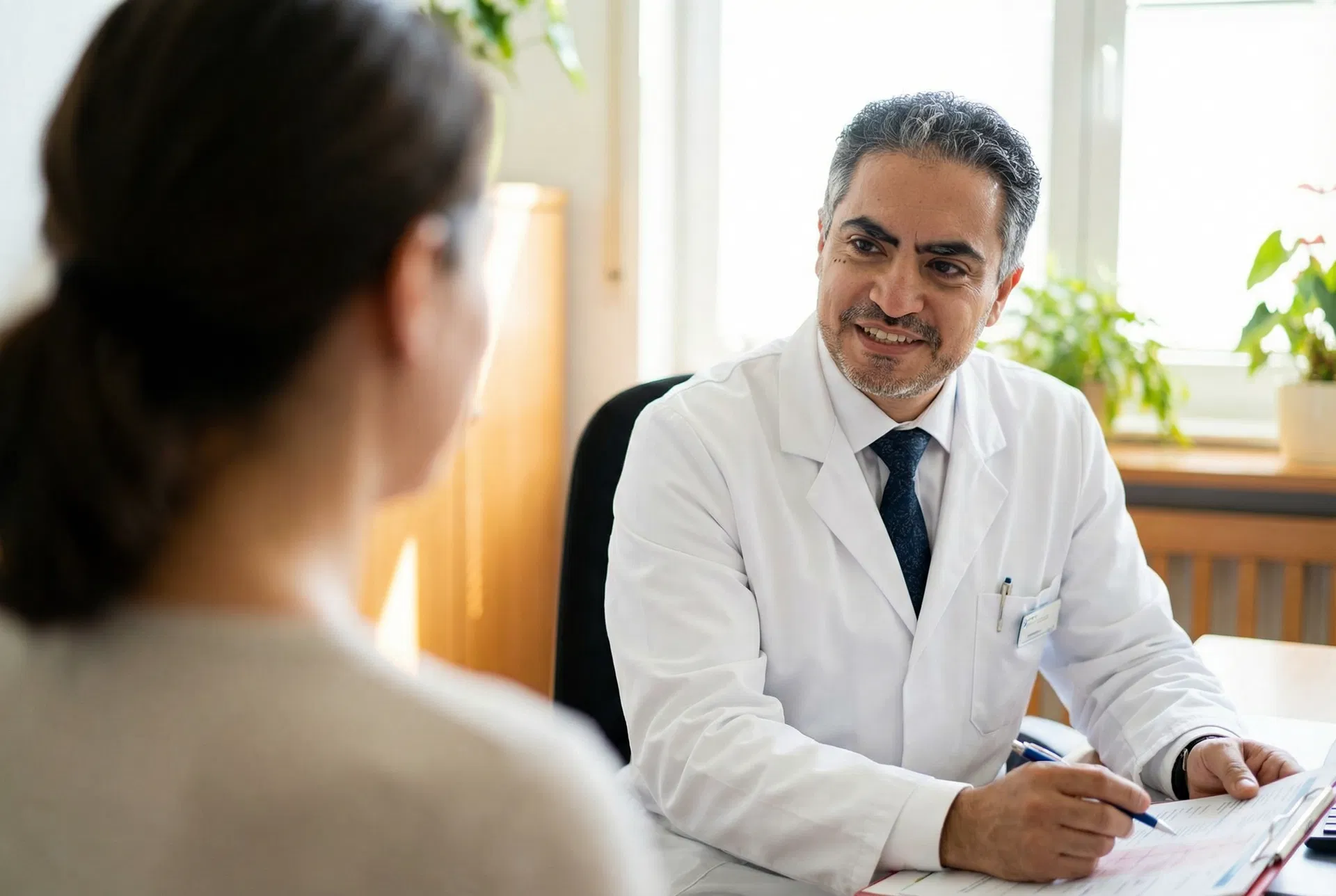 Dr. Snouda consulting with a patient