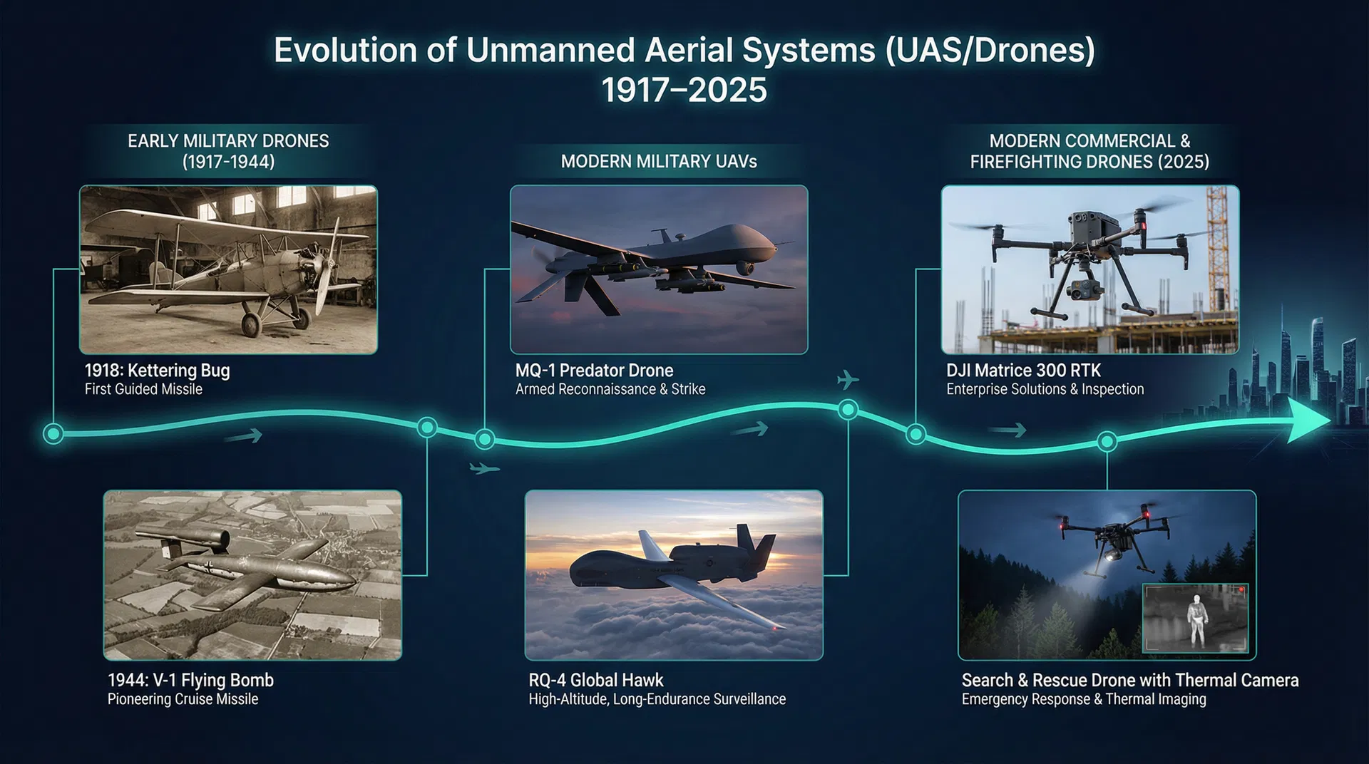 Timeline da evolução histórica dos UAS