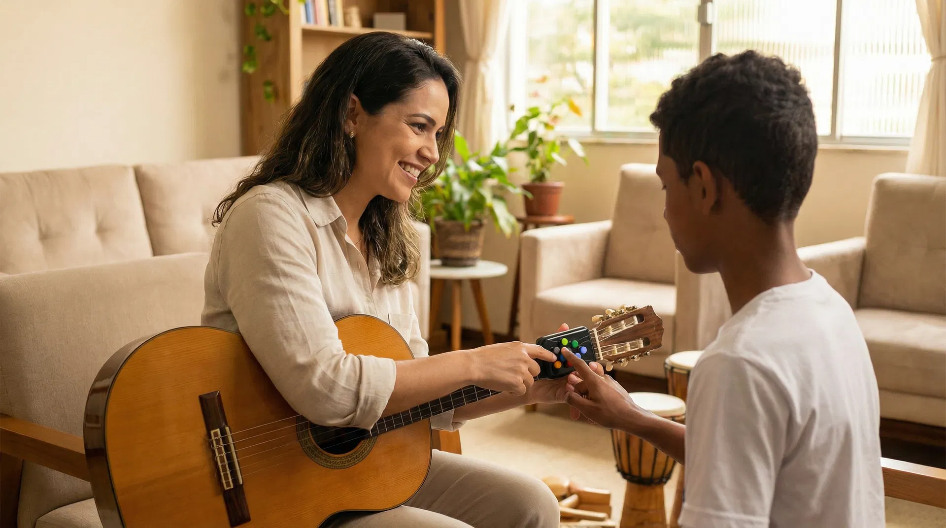 Sessão de musicoterapia com Tóquen