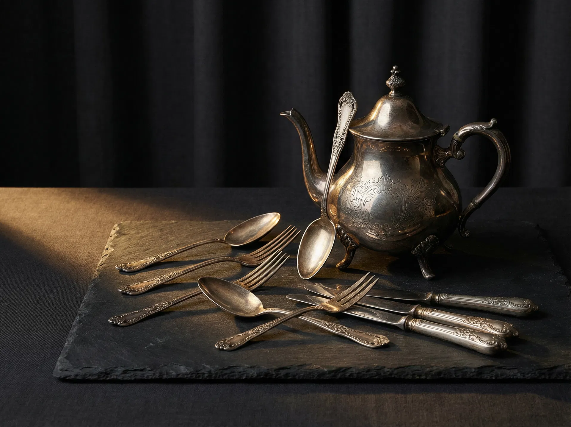 Antique silver tableware