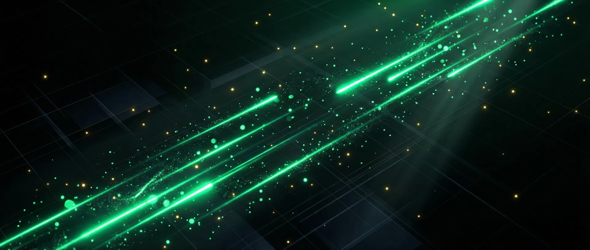 Fundo tecnológico com linhas neon verdes representando crescimento digital para negócios locais