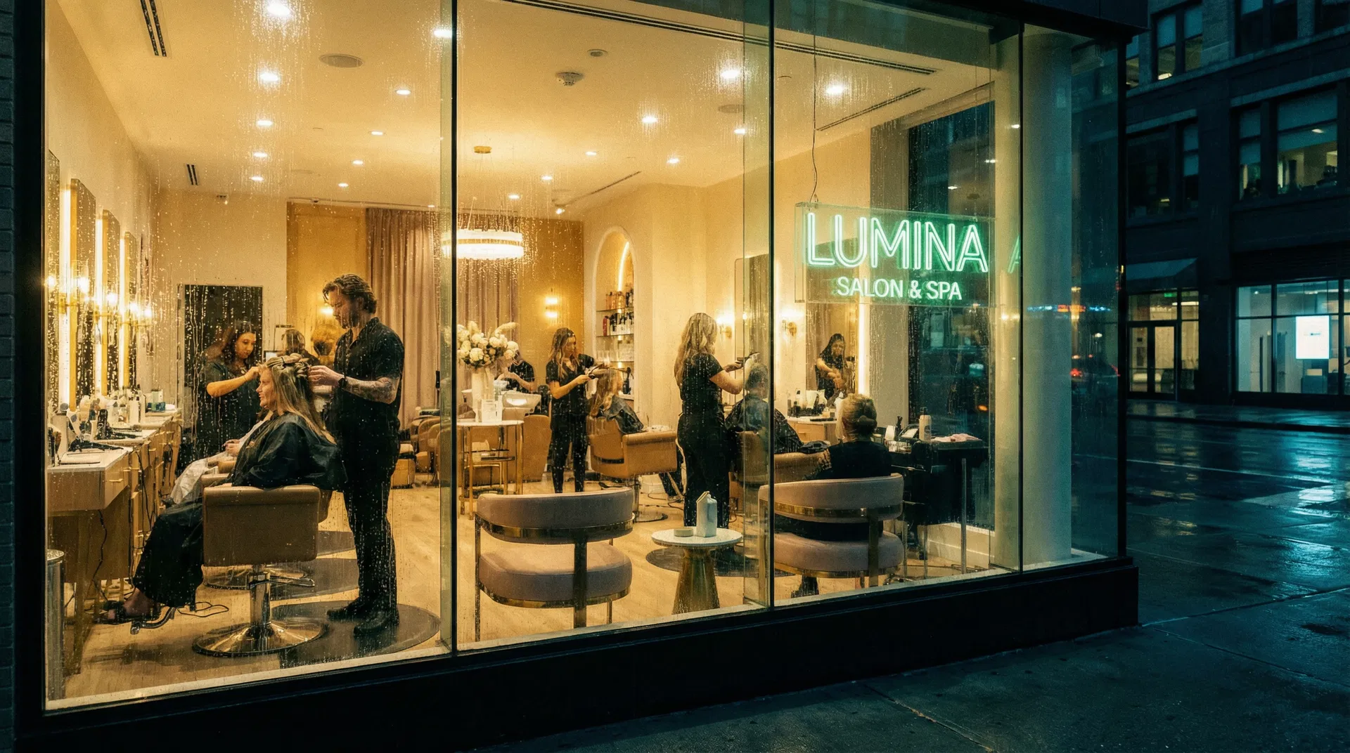 Negócio local lotado de clientes