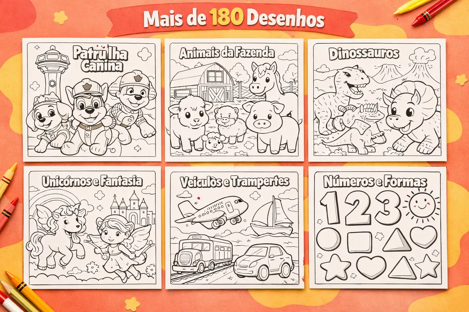 Preview das páginas do Pack Criativo Infantil