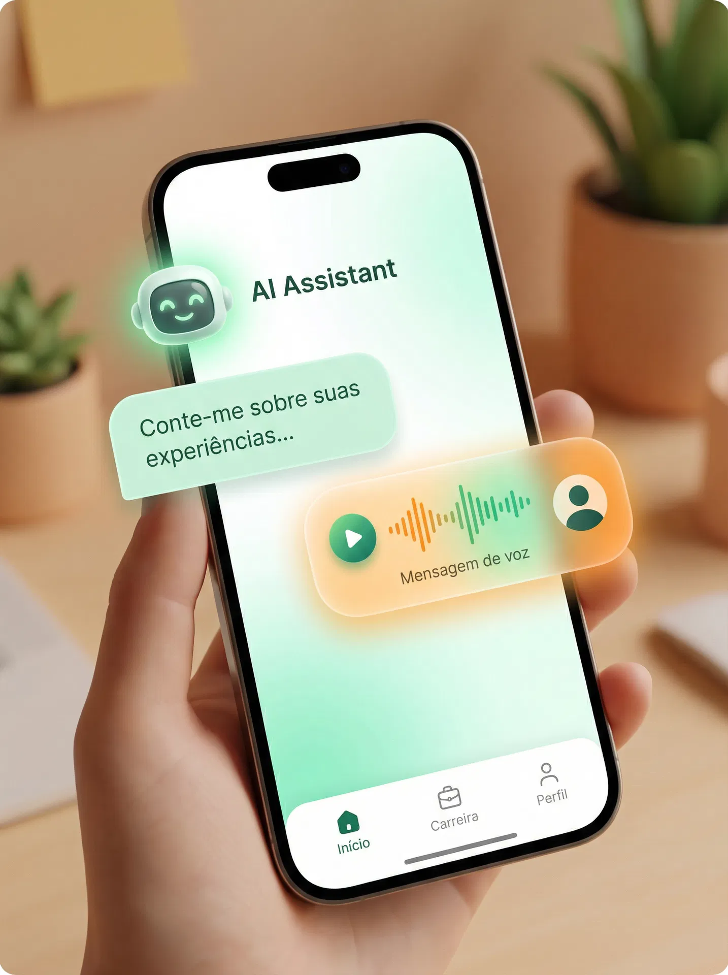 Interface de chat da ARIA mostrando uma conversa de onboarding com o assistente de IA