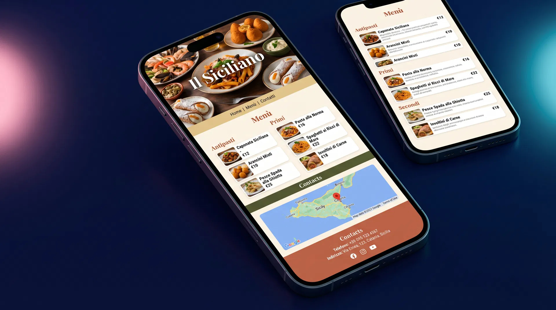 Esempio mini sito ristorante Piano Pro