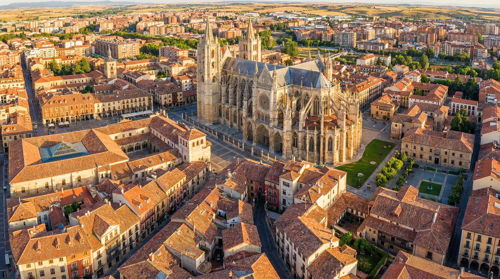 León — vista aérea catedral