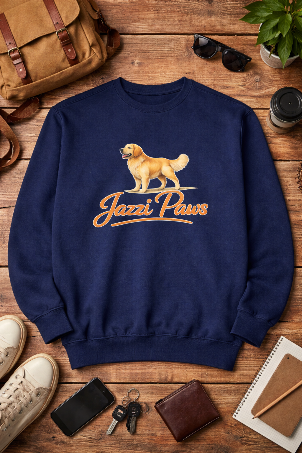 Golden Retriever Sweatshirt | Jazzi Paws Signature Crewneck in Light Green - view 3 of 11