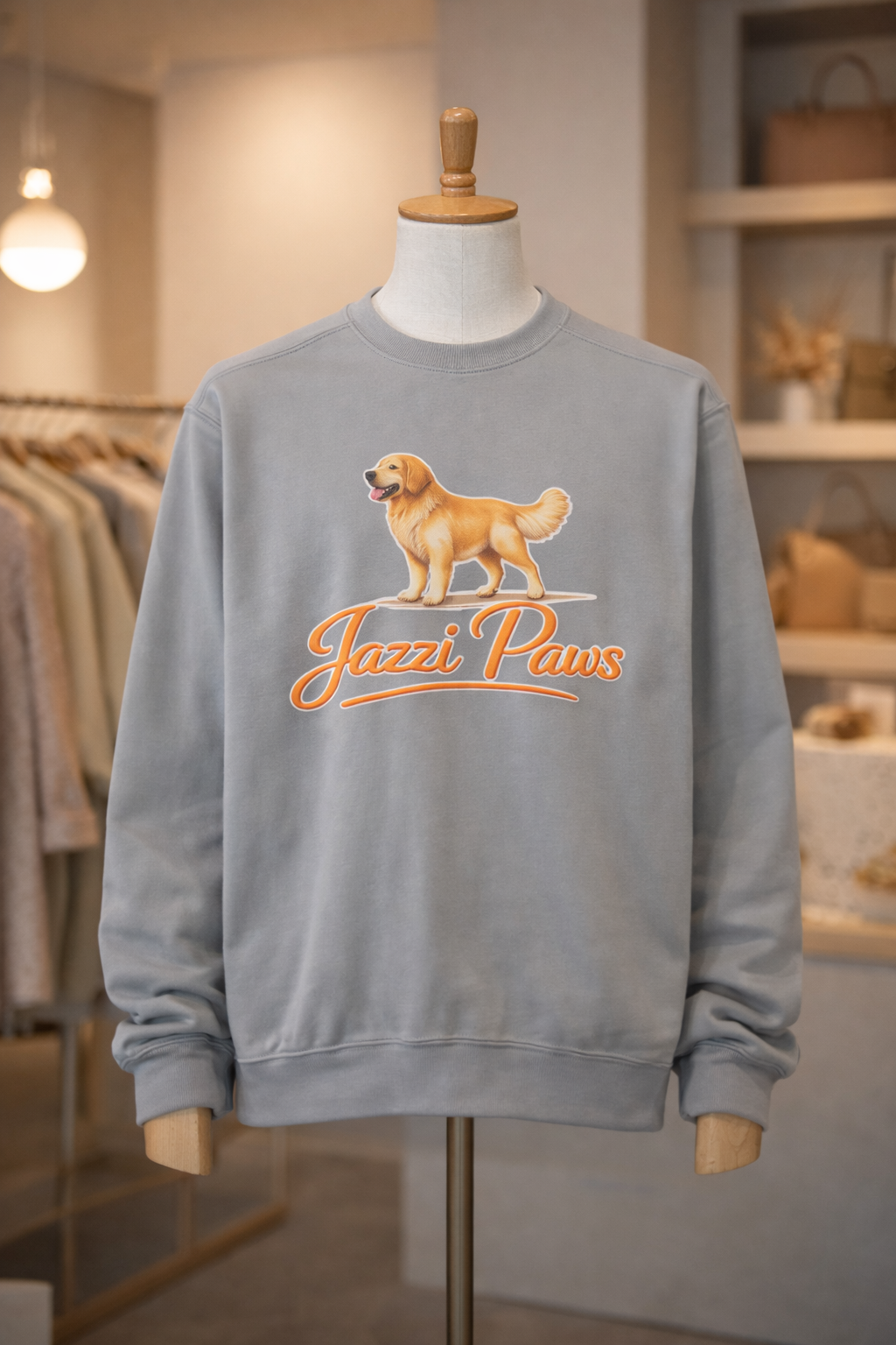Golden Retriever Sweatshirt | Jazzi Paws Signature Crewneck in Light Green - view 7 of 11