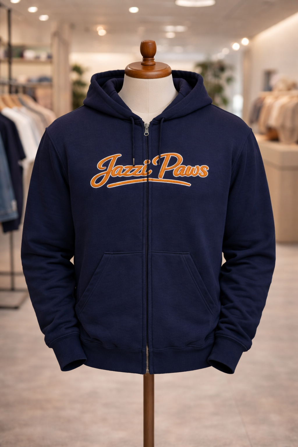 Golden Retriever Hoodie | Jazzi Paws Signature Zip-Up in Navy - view 6 of 6
