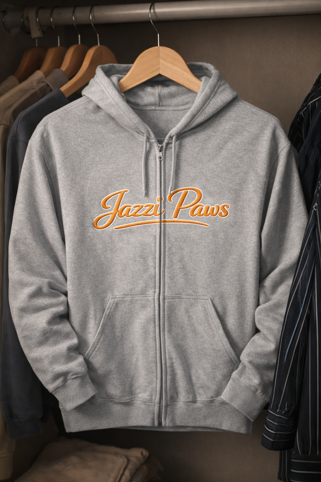 Golden Retriever Hoodie | Jazzi Paws Signature Zip-Up in Navy - view 3 of 6
