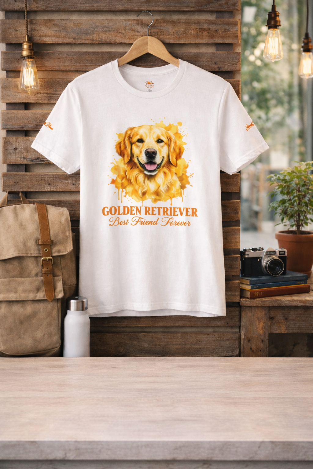Golden Retriever Best Friend Forever T-Shirt | Golden Retriever Lover Gift in Forest - view 2 of 14